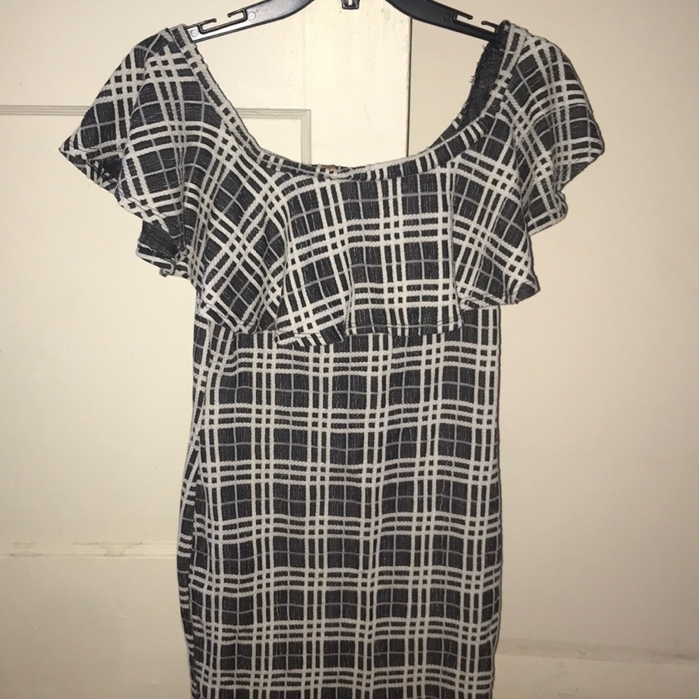 Gray and white mini dress
